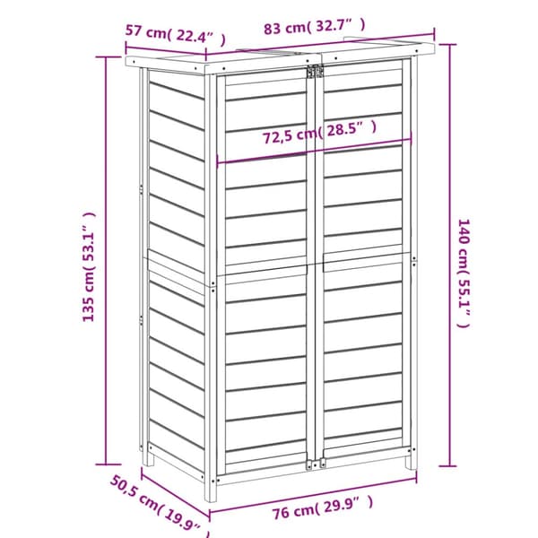 redskabsskur til haven 83x57x140 cm massivt fyrretræ mokkafarve