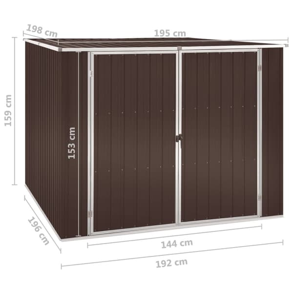 haveskur 195x198x159 cm galvaniseret stål brun