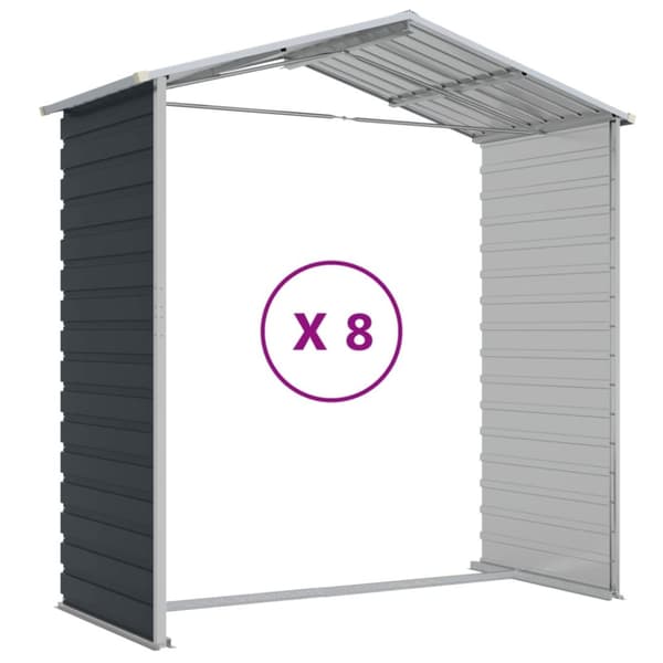 haveskur 191x725x198 cm galvaniseret stål antracitgrå