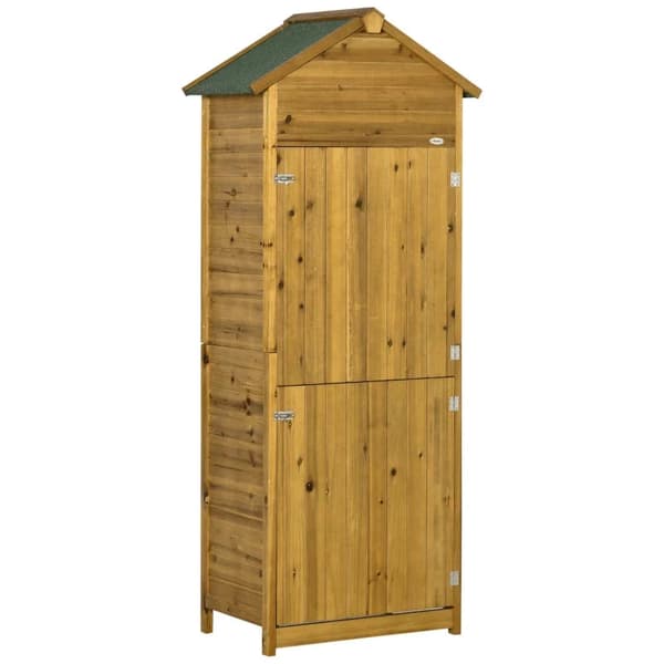 Rootz Verktygsskåp - Trädgårdsbod - Trädgårdsförvaring - 2 hyllor - 2 dörrar - Väderbeständig - Naturligt trä - 79 x 49 x 190 cm