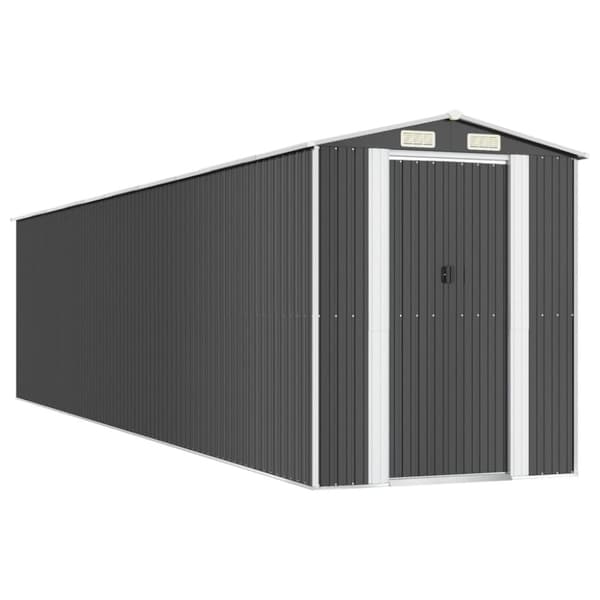 vidaXL haveskur 192x855x223 cm galvaniseret stål antracitgrå -  Skure & Redskabsskure