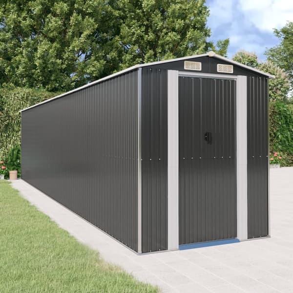 vidaXL haveskur 192x855x223 cm galvaniseret stål antracitgrå -  Skure & Redskabsskure