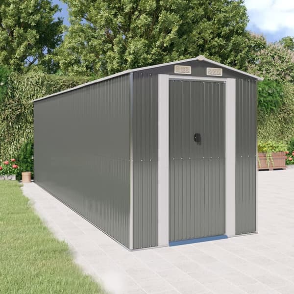 vidaXL haveskur 192x606x223 cm galvaniseret stål lysegrå -  Skure & Redskabsskure