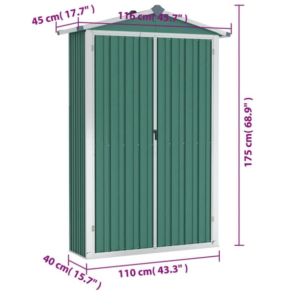 vidaXL Puutarhavaja vihreä 116x45x175 cm galvanoitu teräs -  Pihavajat
