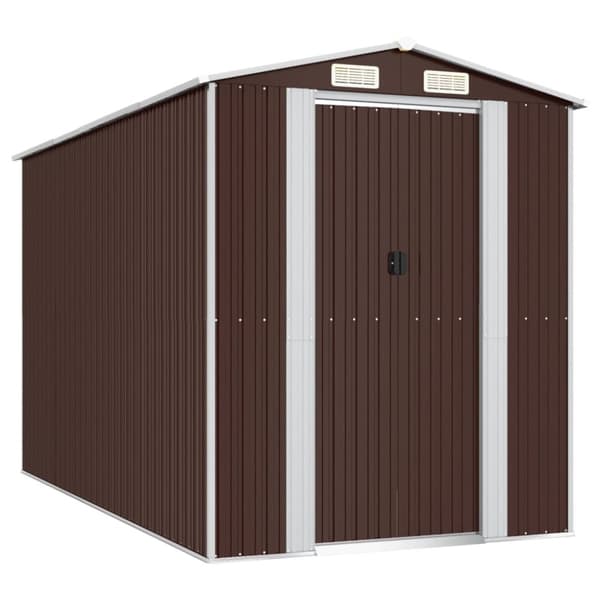 vidaXL haveskur 192x357x223 cm galvaniseret stål mørkebrun -  Skure & Redskabsskure