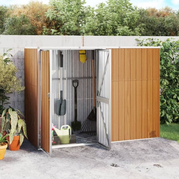 vidaXL redskabsskur til haven 225x89x161 cm galvaniseret stål brun -  Skure & Redskabsskure