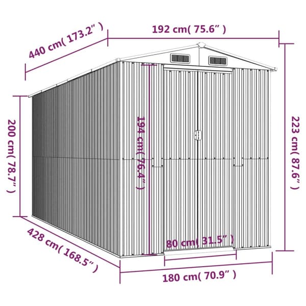 vidaXL Puutarhavaja vaaleanruskea 192x440x223 cm galvanoitu teräs -  Pihavajat