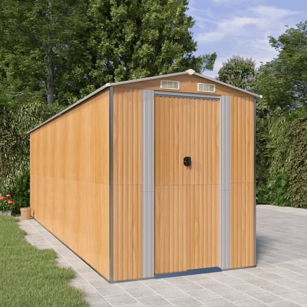 vidaXL haveskur 192x606x223 cm galvaniseret stål lysebrun -  Skure & Redskabsskure