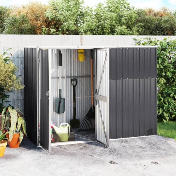 vidaXL redskabsskur til haven 225x89x161 cm galvaniseret stål antracit -  Skure & Redskabsskure