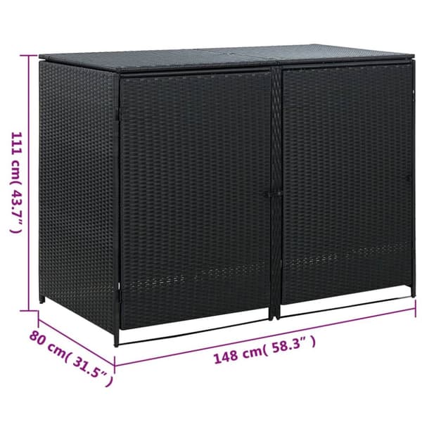 vidaXL Tupla roska-astiavaja Polyrottinki Musta 148x80x111 cm -  Pihavajat