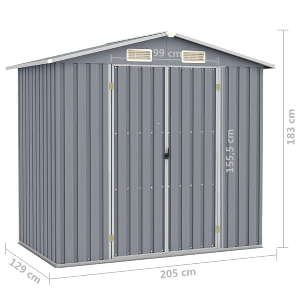 vidaXL haveskur 205x129x183 cm galvaniseret stål grå -  Skure & Redskabsskure
