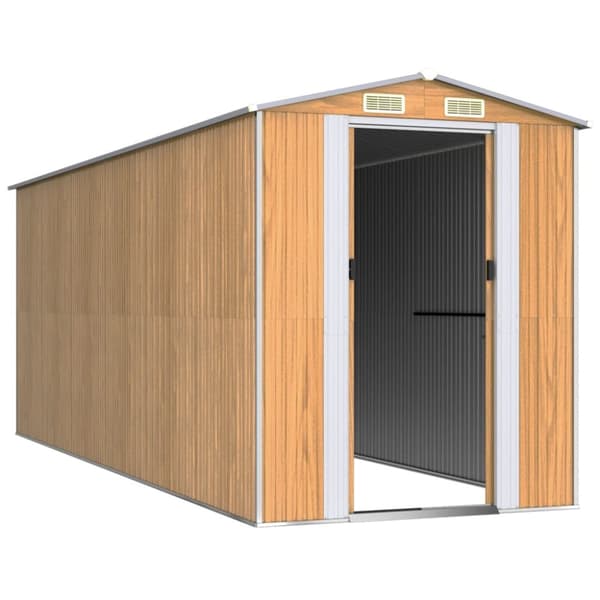 vidaXL haveskur 192x523x223 cm galvaniseret stål lysebrun -  Skure & Redskabsskure