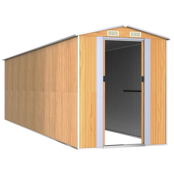 vidaXL haveskur 192x689x223 cm galvaniseret stål lysebrun -  Skure & Redskabsskure