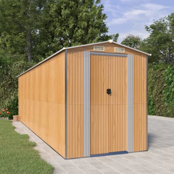 vidaXL haveskur 192x689x223 cm galvaniseret stål lysebrun -  Skure & Redskabsskure