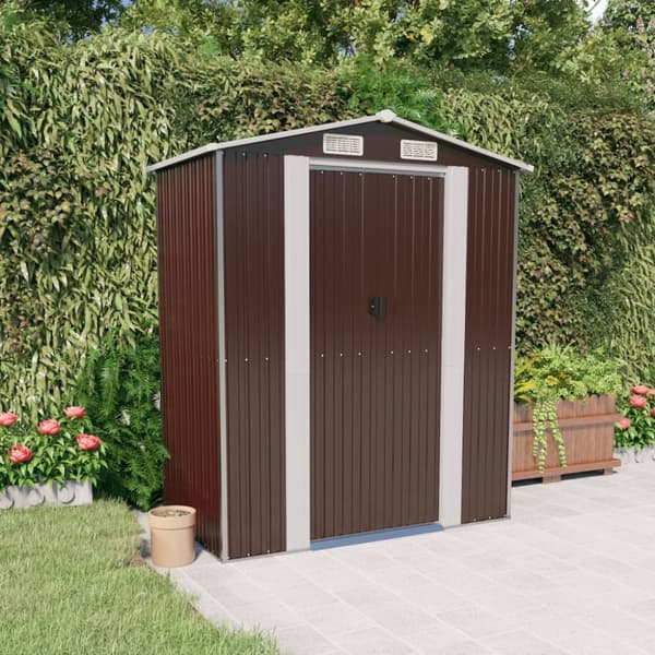 vidaXL haveskur 192x108x223 cm galvaniseret stål mørkebrun -  Skure & Redskabsskure