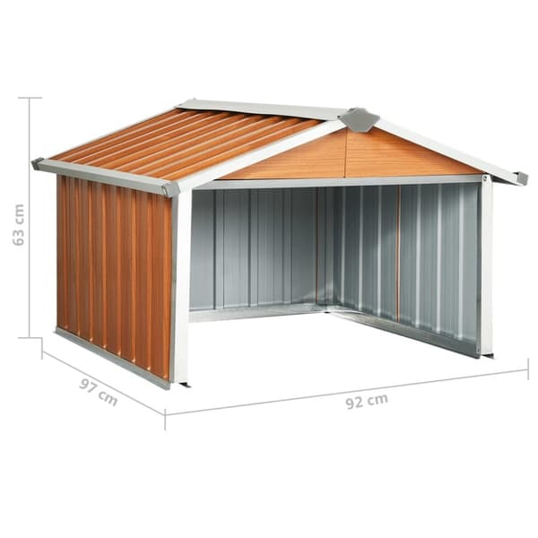 vidaXL garage til robotplæneklipper 92x97x63 cm galvaniseret stål brun -  Skure & Redskabsskure