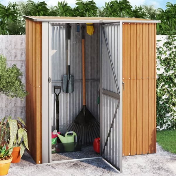 vidaXL haveskur 180,5x97x209,5 cm galvaniseret stål trælook -  Skure & Redskabsskure