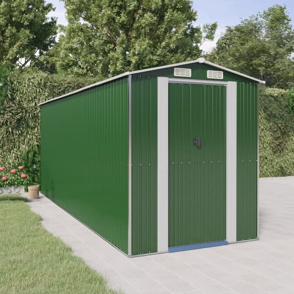 vidaXL haveskur 192x523x223 cm galvaniseret stål grøn -  Skure & Redskabsskure