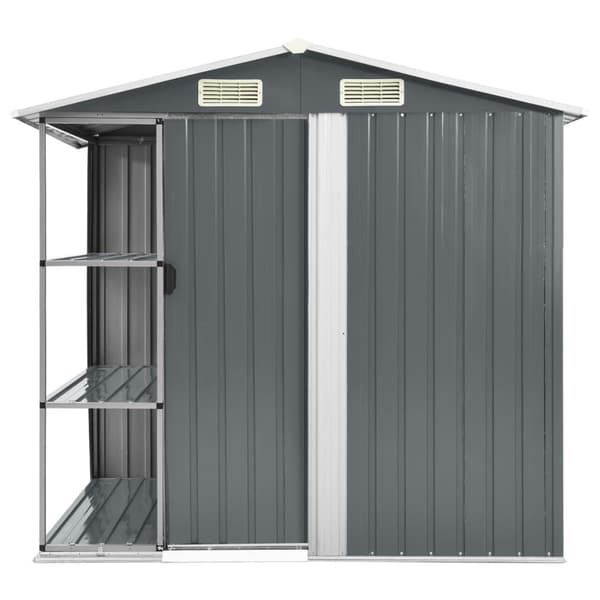 vidaXL haveskur med reol 205x130x183 cm jern grå - Skure & Redskabsskure