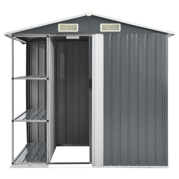 vidaXL haveskur med reol 205x130x183 cm jern grå - Skure & Redskabsskure
