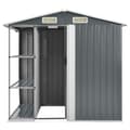 Miniatyrbillede 4 af 9: vidaXL haveskur med reol 205x130x183 cm jern grå -  Skure & Redskabsskure