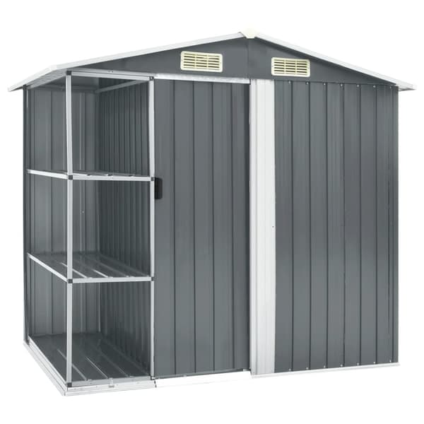 vidaXL haveskur med reol 205x130x183 cm jern grå -  Skure & Redskabsskure