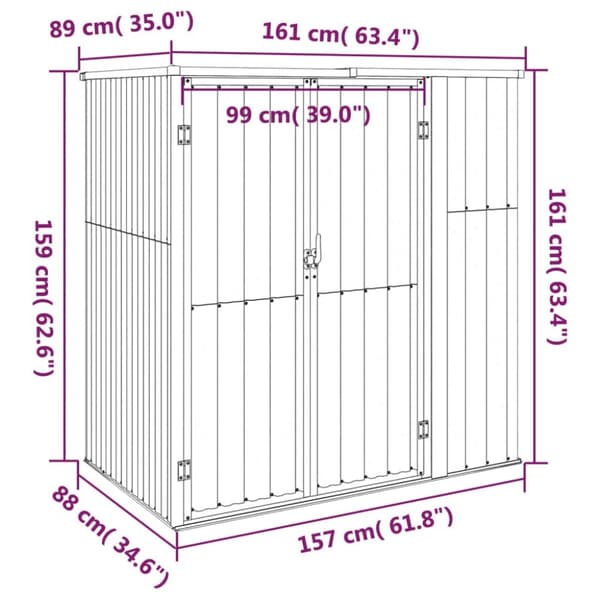 vidaXL Trädgårdsskjul antracit 161x89x161 cm galvaniserat stål -  Förråd & Redskapsbodar