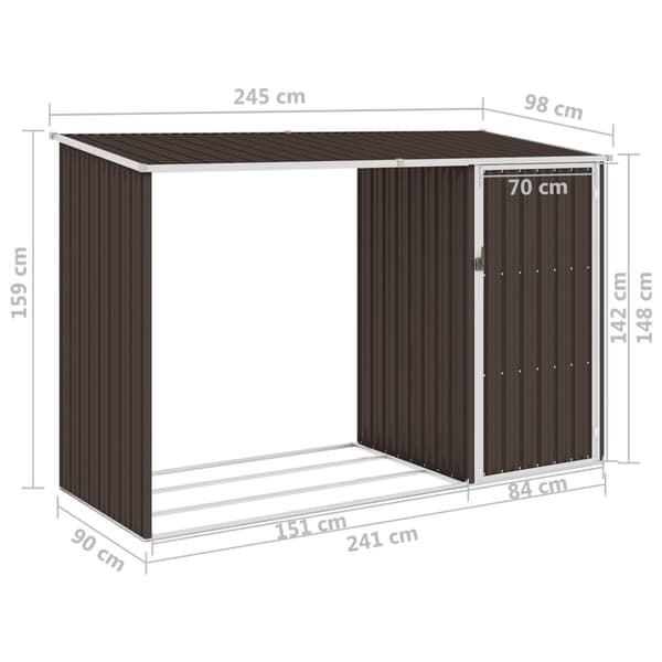 vidaXL Puutarhan polttopuuvaja ruskea 245x98x159 cm galvanoitu teräs -  Pihavajat