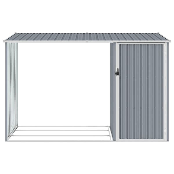 vidaXL brændeskur 245x98x159 cm galvaniseret stål grå -  Skure & Redskabsskure