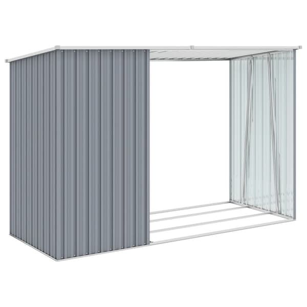 vidaXL brændeskur 245x98x159 cm galvaniseret stål grå -  Skure & Redskabsskure