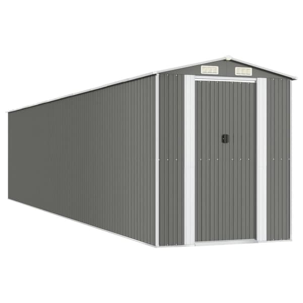 vidaXL haveskur 192x938x223 cm galvaniseret stål lysegrå -  Skure & Redskabsskure