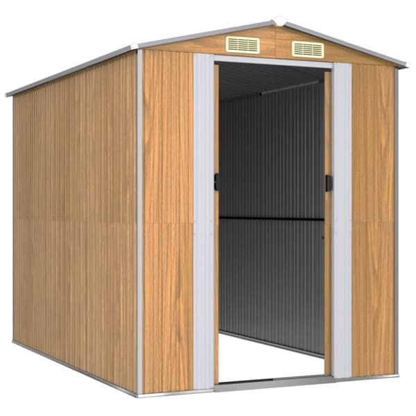 vidaXL haveskur 192x274x223 cm galvaniseret stål lysebrun -  Skure & Redskabsskure
