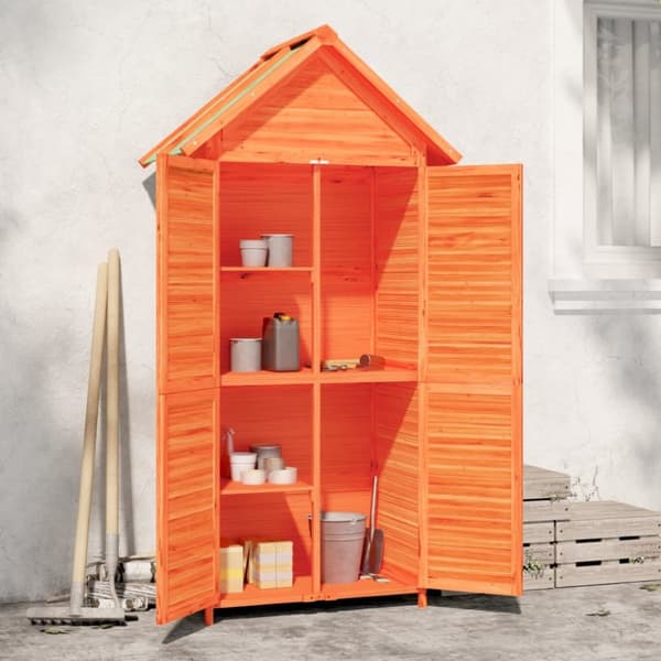 vidaXL redskabsskur til haven 89x52,5x175 cm massivt fyrretræ brun -  Skure & Redskabsskure