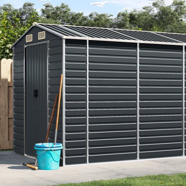 vidaXL haveskur 191x555x198 cm galvaniseret stål antracitgrå -  Skure & Redskabsskure