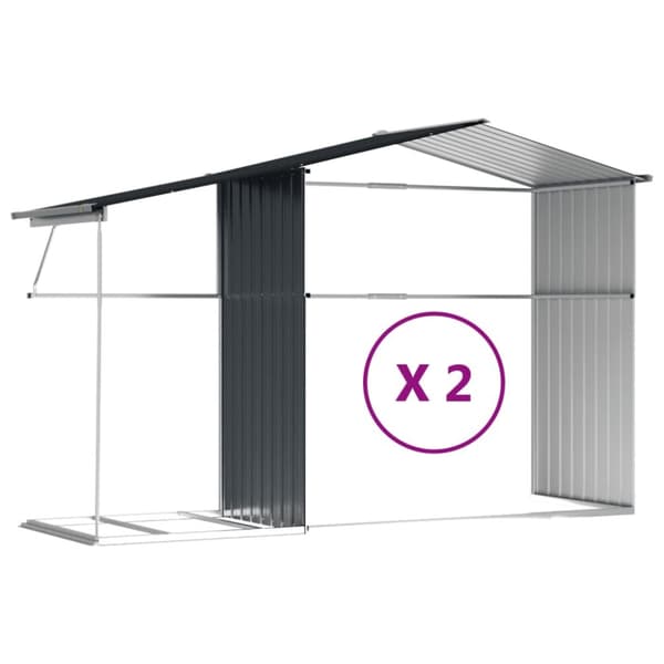vidaXL haveskur 277x279x179 cm galvaniseret stål antracitgrå - Skure & Redskabsskure