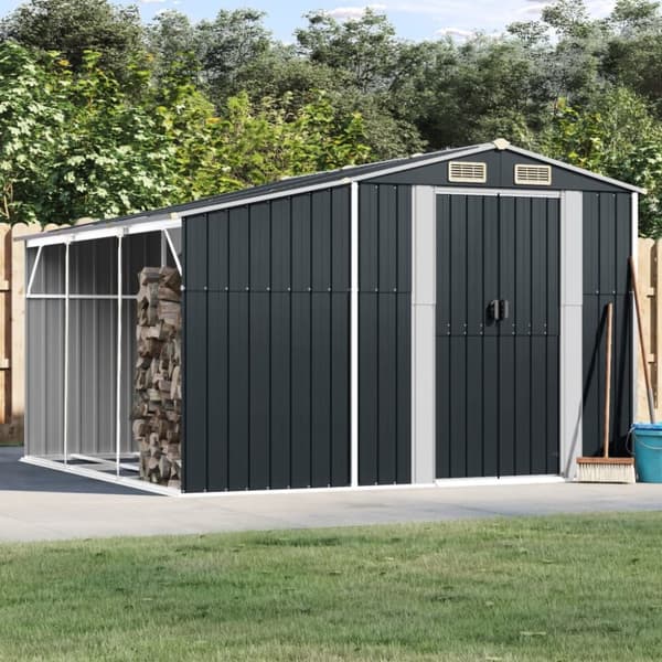 vidaXL haveskur 277x279x179 cm galvaniseret stål antracitgrå - Skure & Redskabsskure