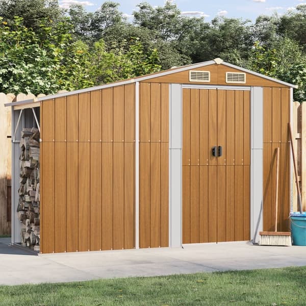 vidaXL haveskur 277x93x179 cm galvaniseret stål brun -  Skure & Redskabsskure
