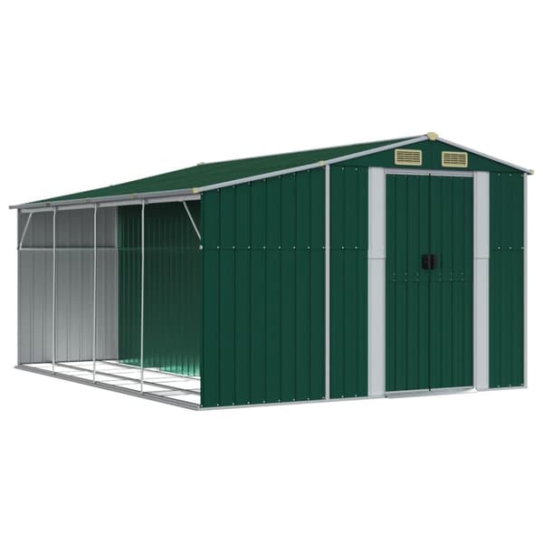 vidaXL haveskur 277x365,5x179 cm galvaniseret stål grøn -  Skure & Redskabsskure