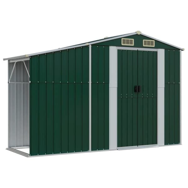 vidaXL haveskur 277x365,5x179 cm galvaniseret stål grøn -  Skure & Redskabsskure