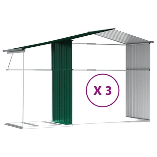 vidaXL haveskur 277x365,5x179 cm galvaniseret stål grøn -  Skure & Redskabsskure