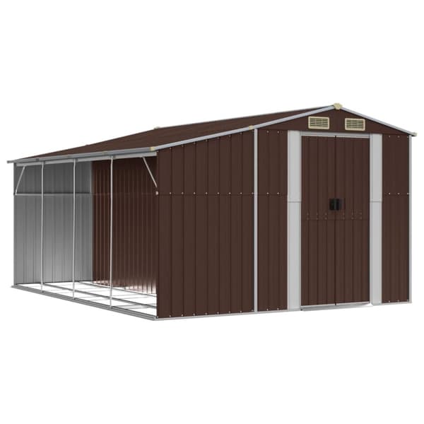 vidaXL haveskur 277x365,5x179 cm galvaniseret stål brun -  Skure & Redskabsskure