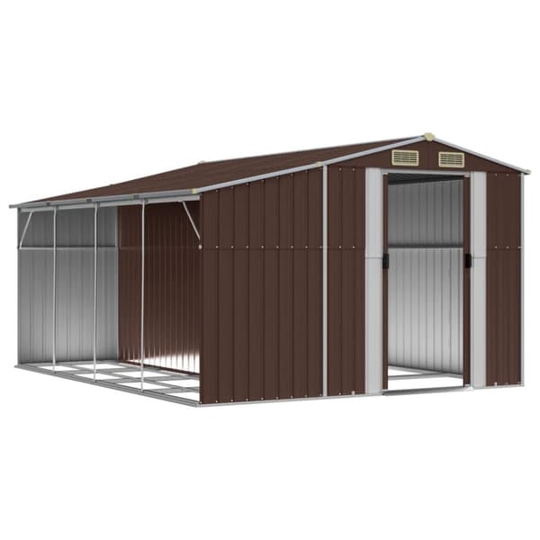 vidaXL haveskur 277x365,5x179 cm galvaniseret stål brun -  Skure & Redskabsskure