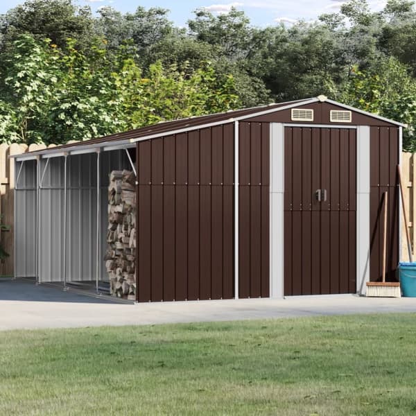 vidaXL haveskur 277x365,5x179 cm galvaniseret stål brun -  Skure & Redskabsskure