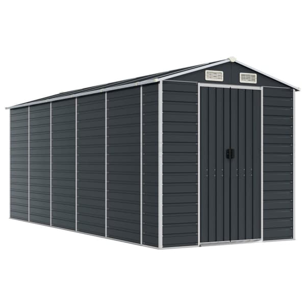 vidaXL haveskur 191x470x198 cm galvaniseret stål antracitgrå -  Skure & Redskabsskure