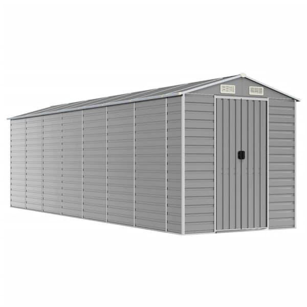 vidaXL haveskur 191x640x198 cm galvaniseret stål lysegrå -  Skure & Redskabsskure