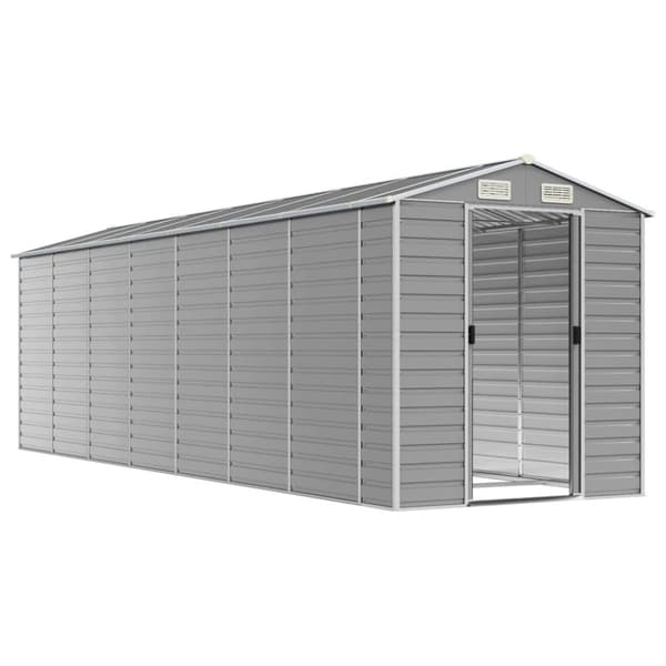 vidaXL haveskur 191x640x198 cm galvaniseret stål lysegrå -  Skure & Redskabsskure