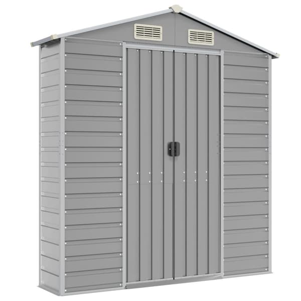 vidaXL haveskur 191x640x198 cm galvaniseret stål lysegrå -  Skure & Redskabsskure