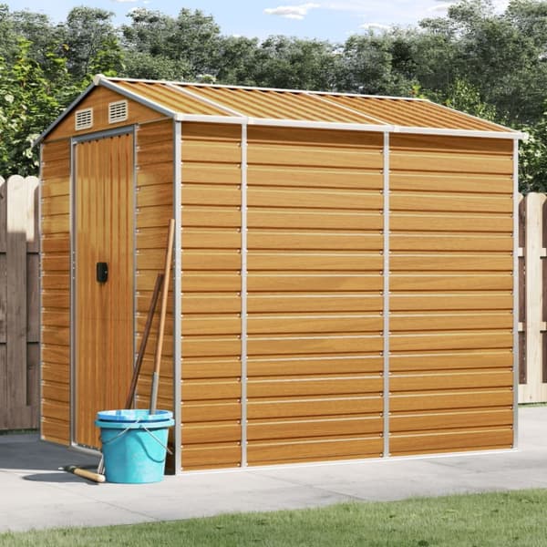 vidaXL haveskur 191x215x198 cm galvaniseret stål lysebrun -  Skure & Redskabsskure