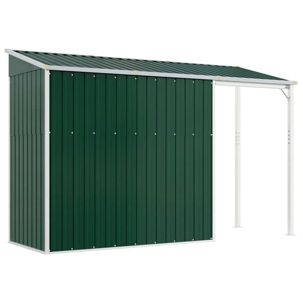 vidaXL haveskur med udvidet tag 277x110,5x181 cm stål grøn -  Skure & Redskabsskure