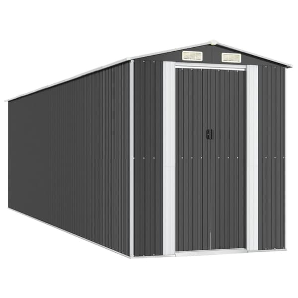 The Living Store Trädgårdsskjul antracit 192x689x223 cm galvaniserat stål - Förråd & Redskapsbodar